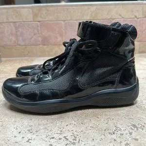 Prada | Shoes | Prada Americas Cup Blk Patent Hi Tops Gently  display picture 3